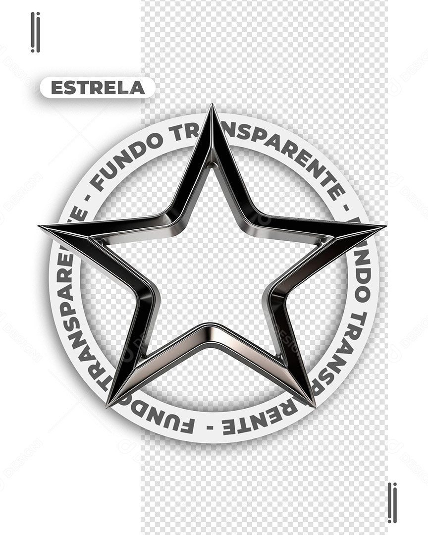Estrela de Ano Novo Elemento 3D para Composição PSD