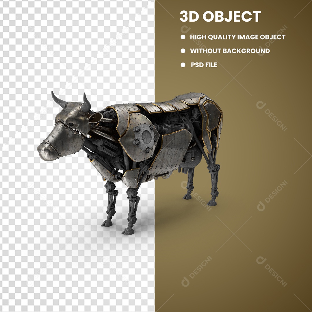 Elemento 3D Vaca Robótica Para Composição PSD