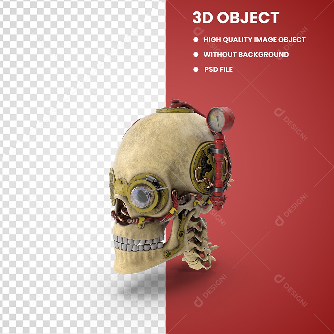 Elemento 3D Caveira Para Composição PSD
