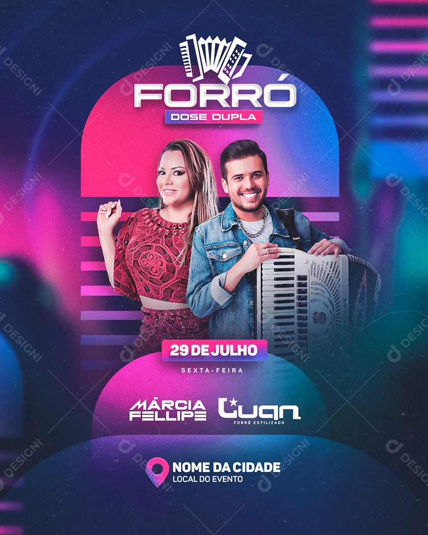 Social Media Flyer Evento Forró Dose Dupla PSD Editável