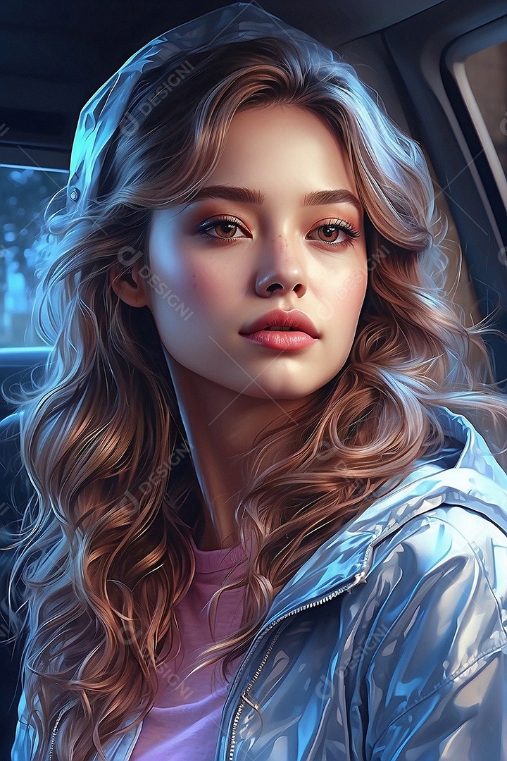 Mulher no fundo digital cyberpunk moderno