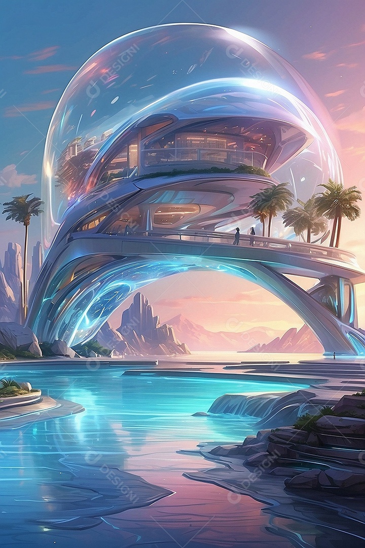 Fundo digital cyberpunk de cidade moderna