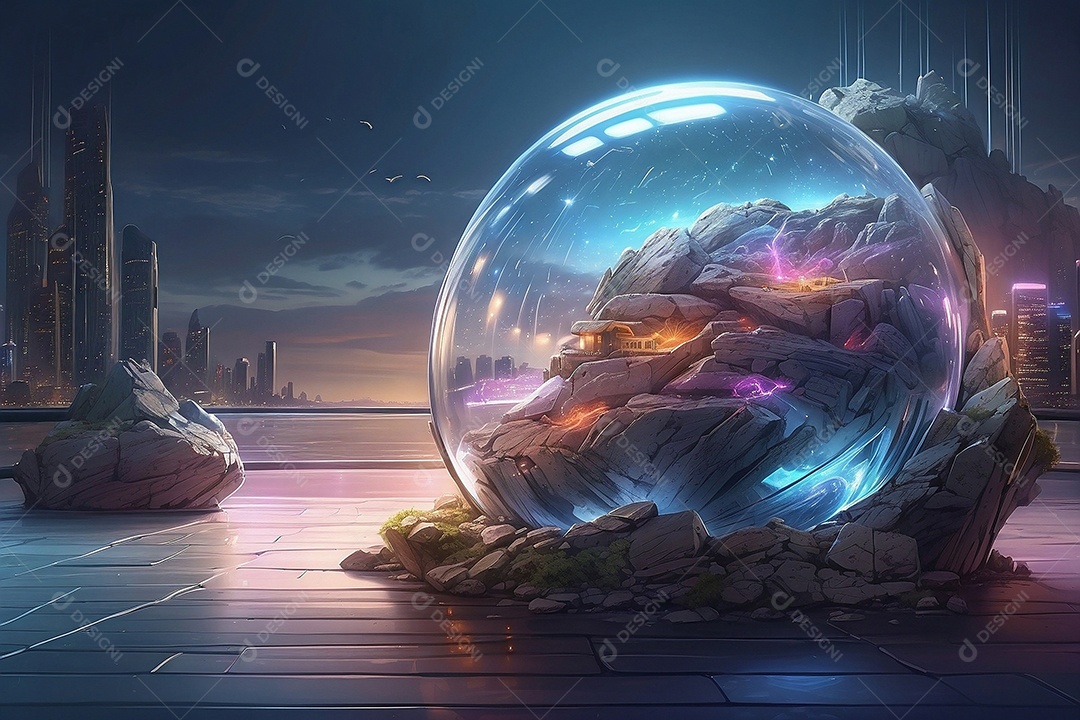 Fundo digital cyberpunk de cidade moderna