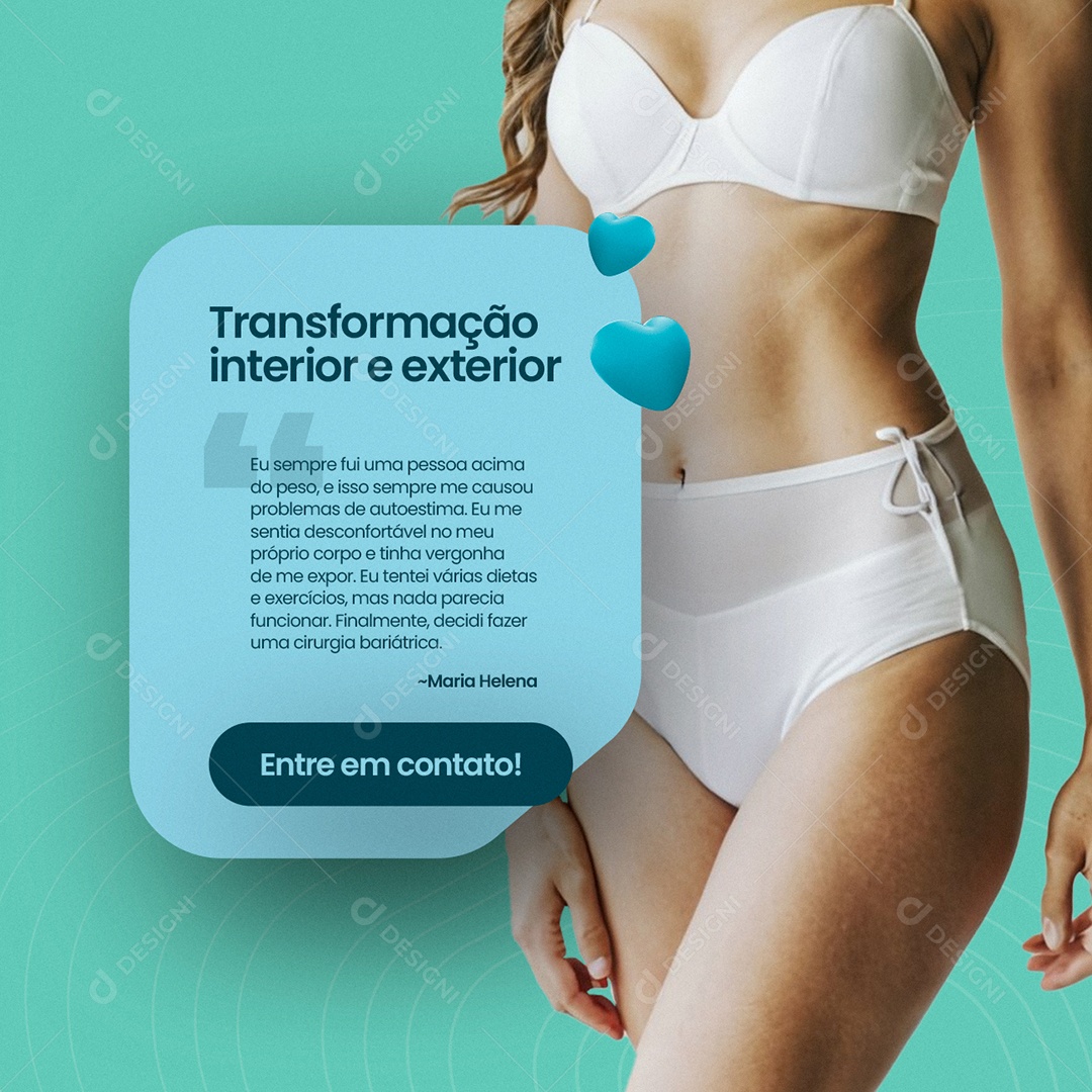 Bariátrica Transformação Interior e Exterior Entre em Contato Social Media PSD Editável