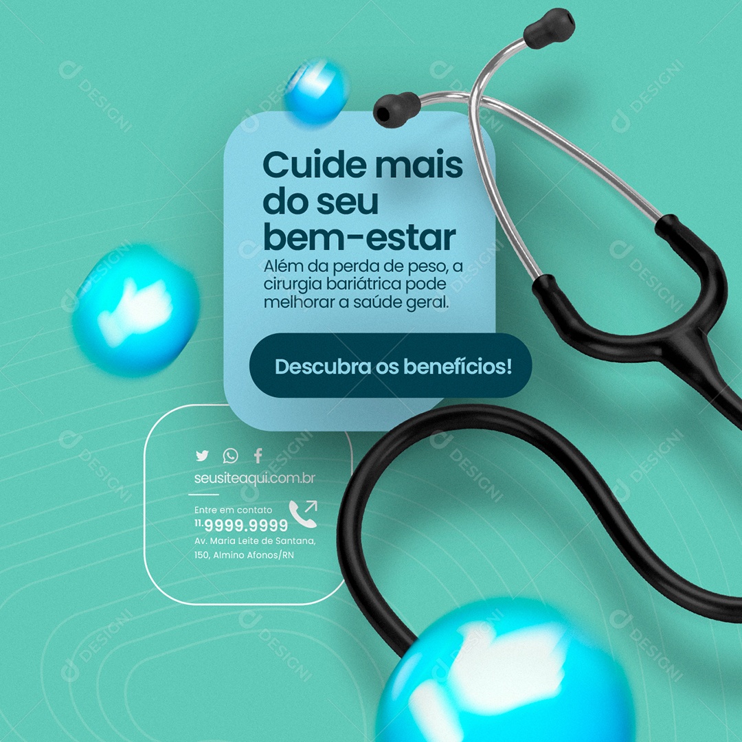 Cuide Mais do seu Bem a Cirurgia Bariátrica pode Melhorar a Saúde Geral Social Media PSD Editável