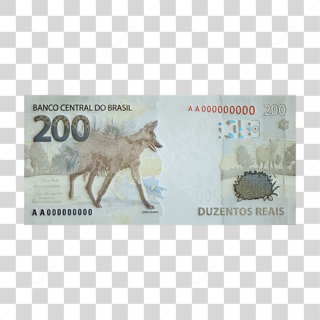 Nota de 200 Reais para Composição PNG Transparente