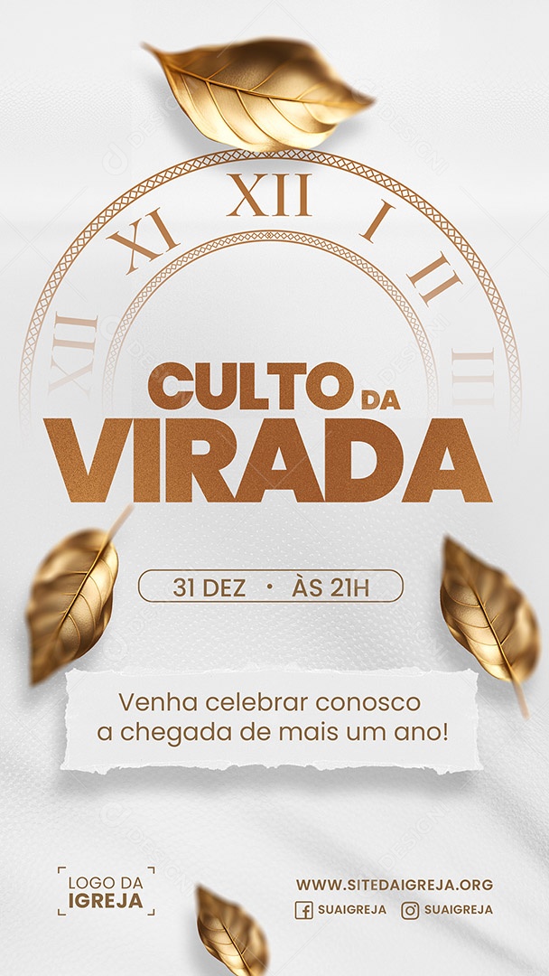 Story Culto da Virada Venha Celebrar Conosco Social Media PSD Editável