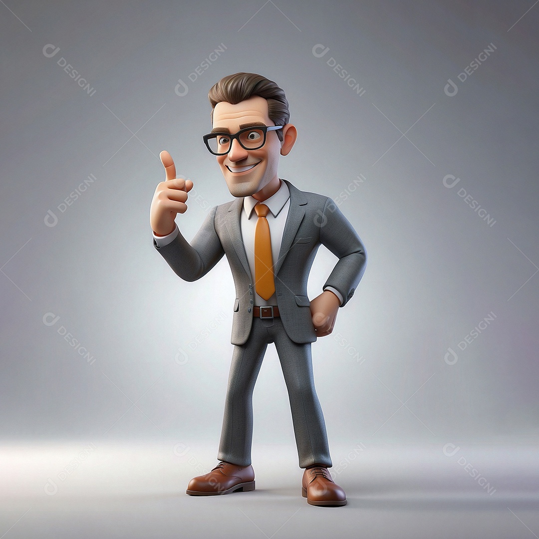 Personagem de marketing de homem de negócios isolado em branco