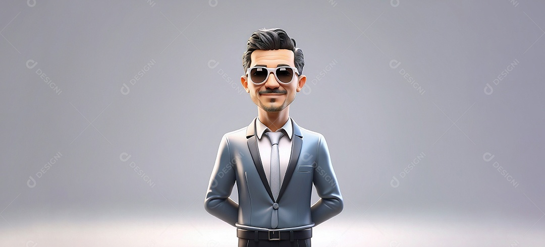 Personagem de marketing de homem de negócios isolado em branco