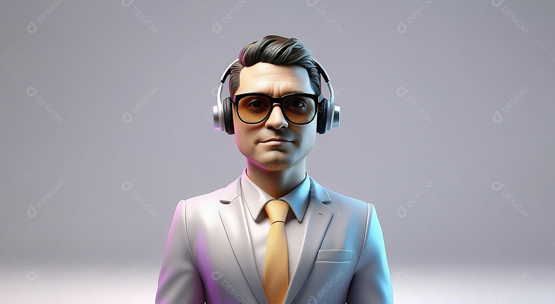 Personagem de marketing de homem de negócios isolado em branco