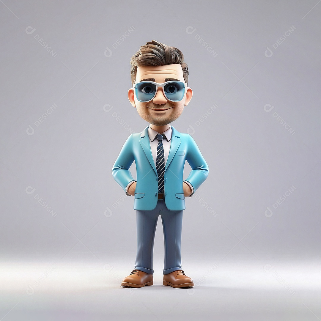 Personagem de marketing de homem de negócios isolado em branco