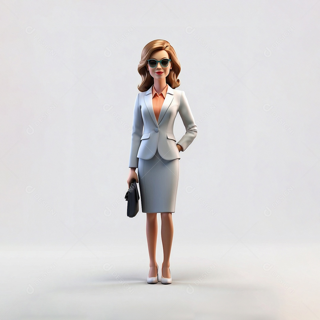 Mulher de negócios marketing digital legal em fundo branco