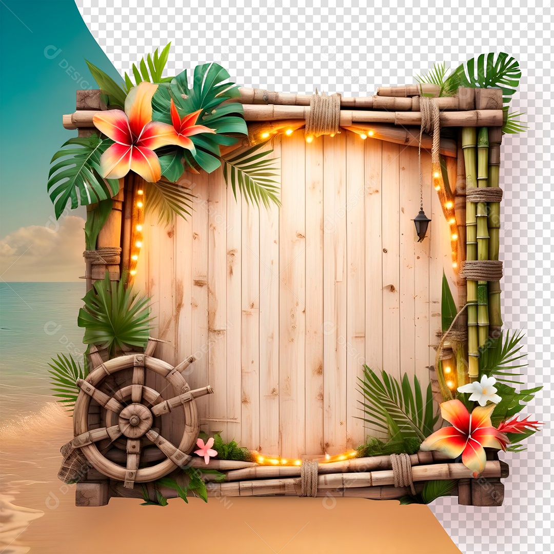 Painel de Madeira Quadrado Para Composição AI PSD