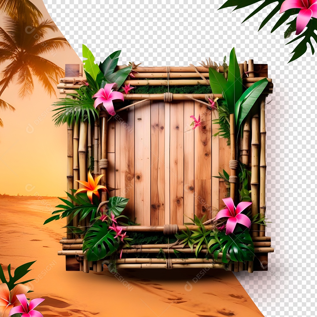 Painel de Madeira Quadrado Para Composição AI PSD