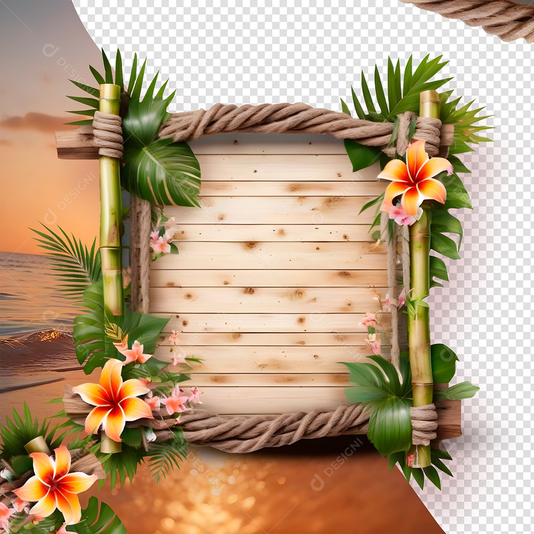 Painel de Madeira Quadrado Para Composição AI PSD