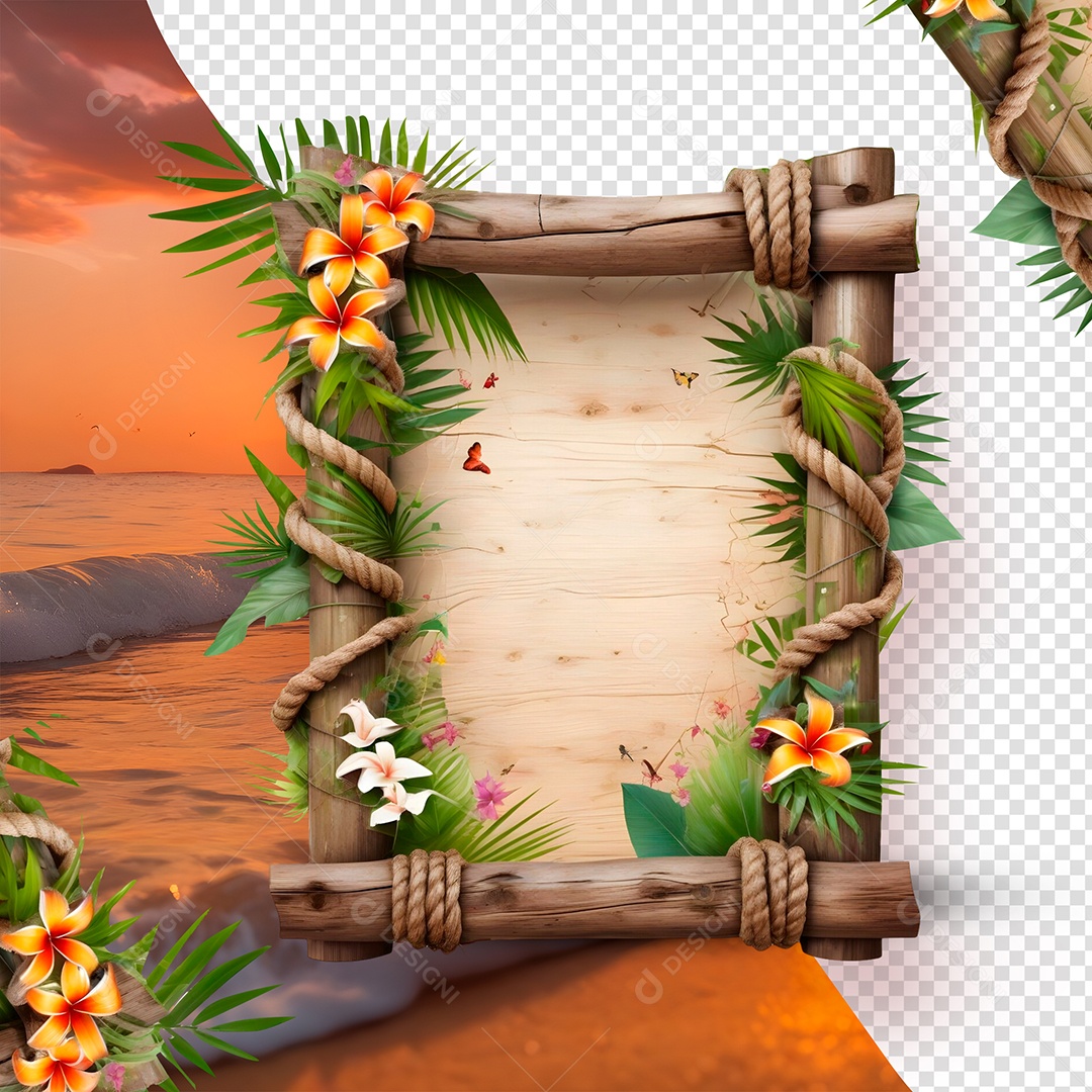 Painel de Madeira Quadrado Para Composição AI PSD