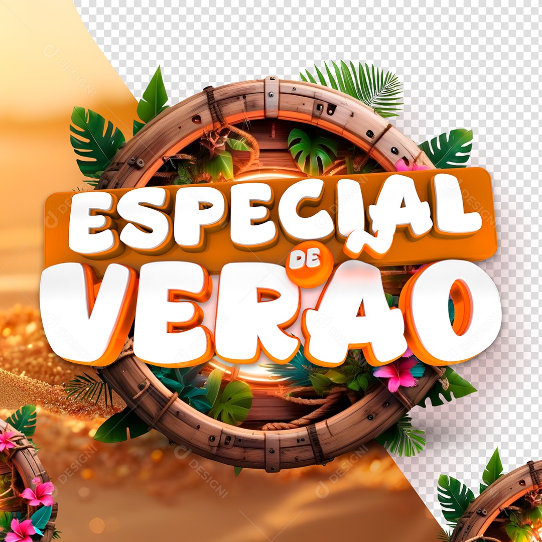 Especial de Verão Selo 3D Para Composição PSD