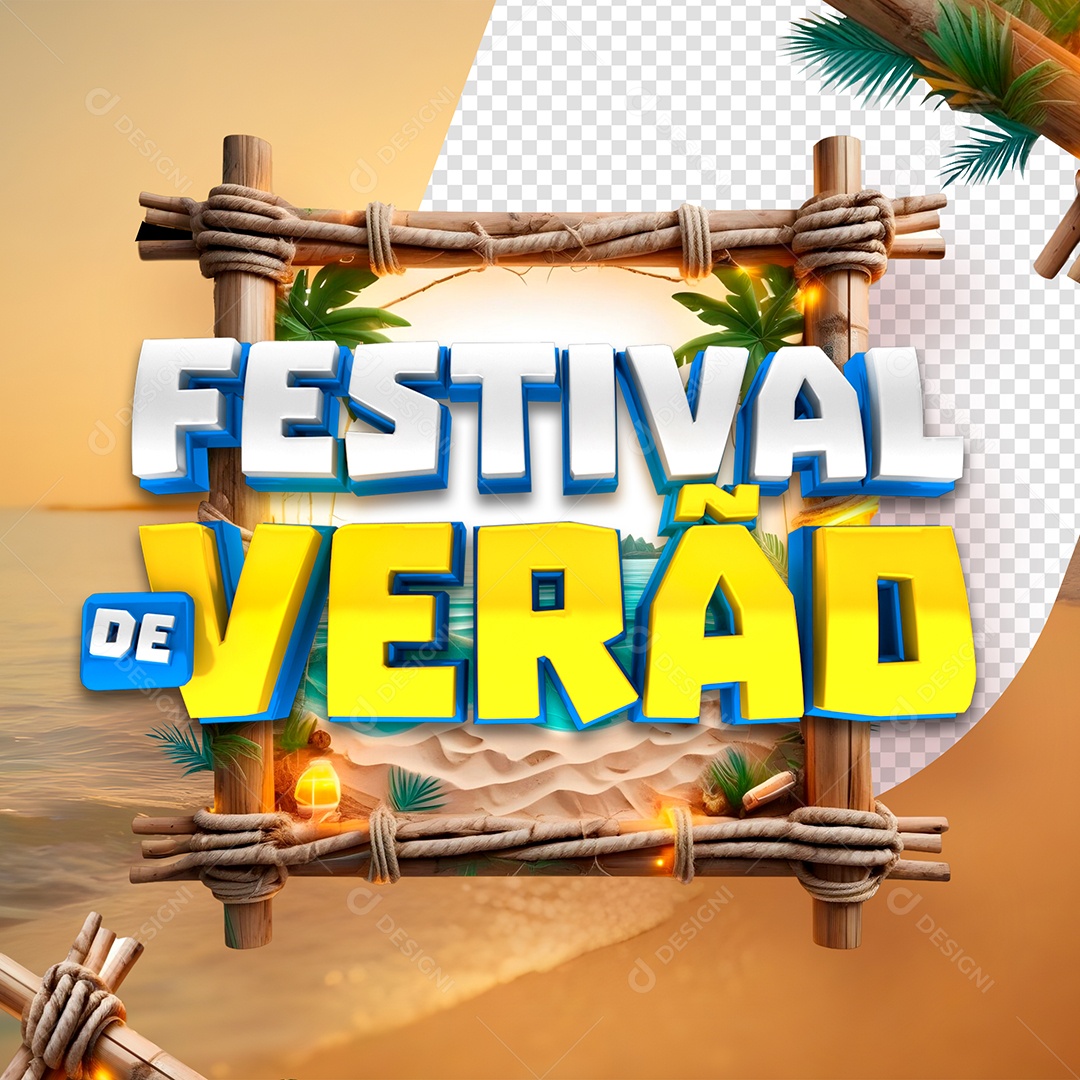 Festival de Verão Selo 3D Para Composição PSD