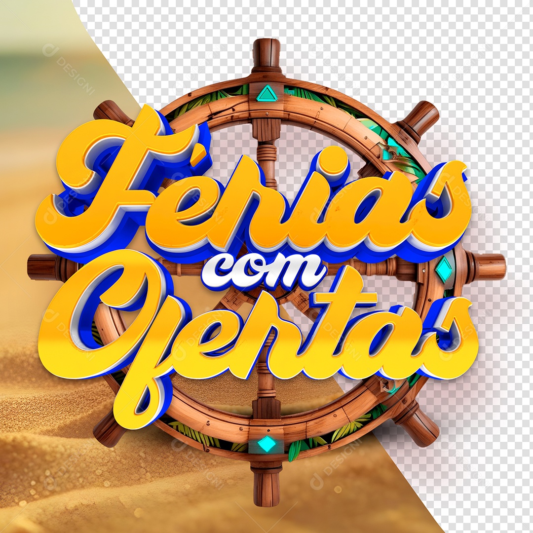 Férias com Ofertas Selo 3D Para Composição PSD