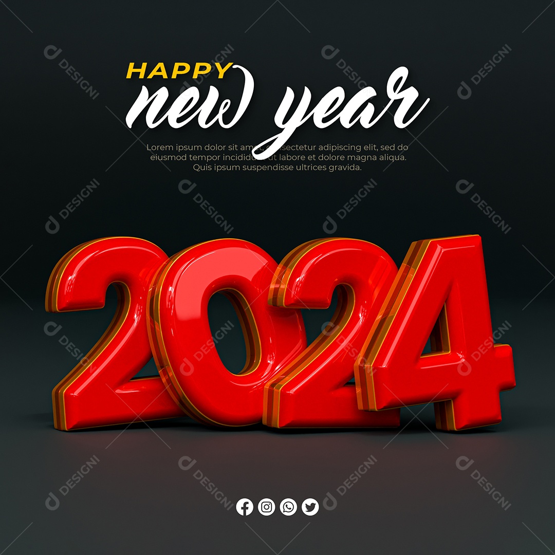 Social Media Feed Feliz Ano Novo 2024 PSD Editável
