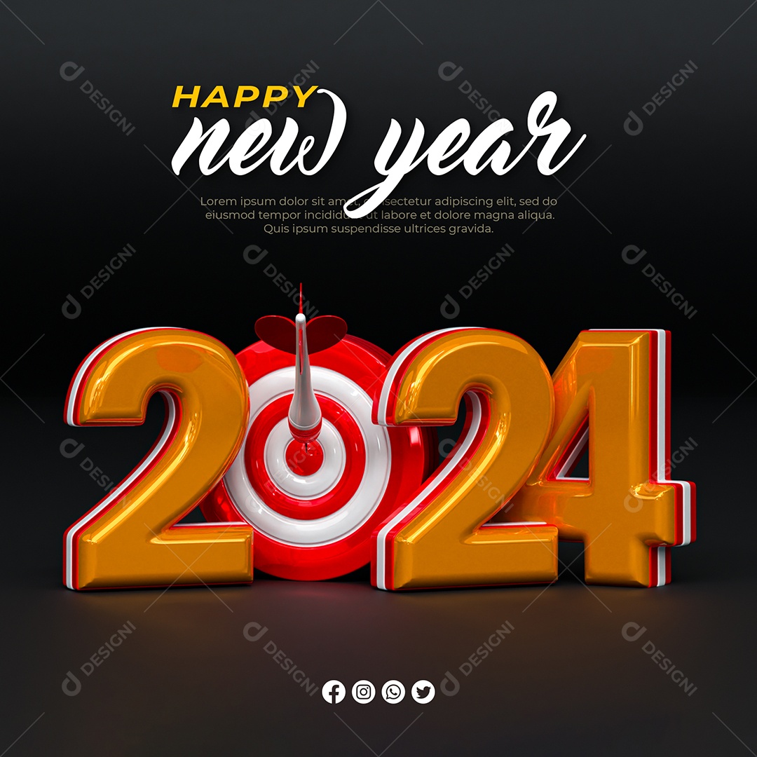 Social Media Feed Feliz Ano Novo 2024 PSD Editável