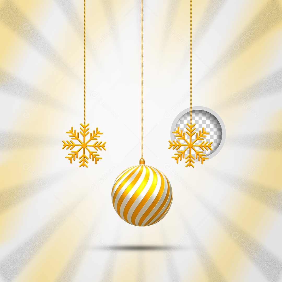 Elemento 3D Bola Dourado Decoração Natal Para Composição PSD