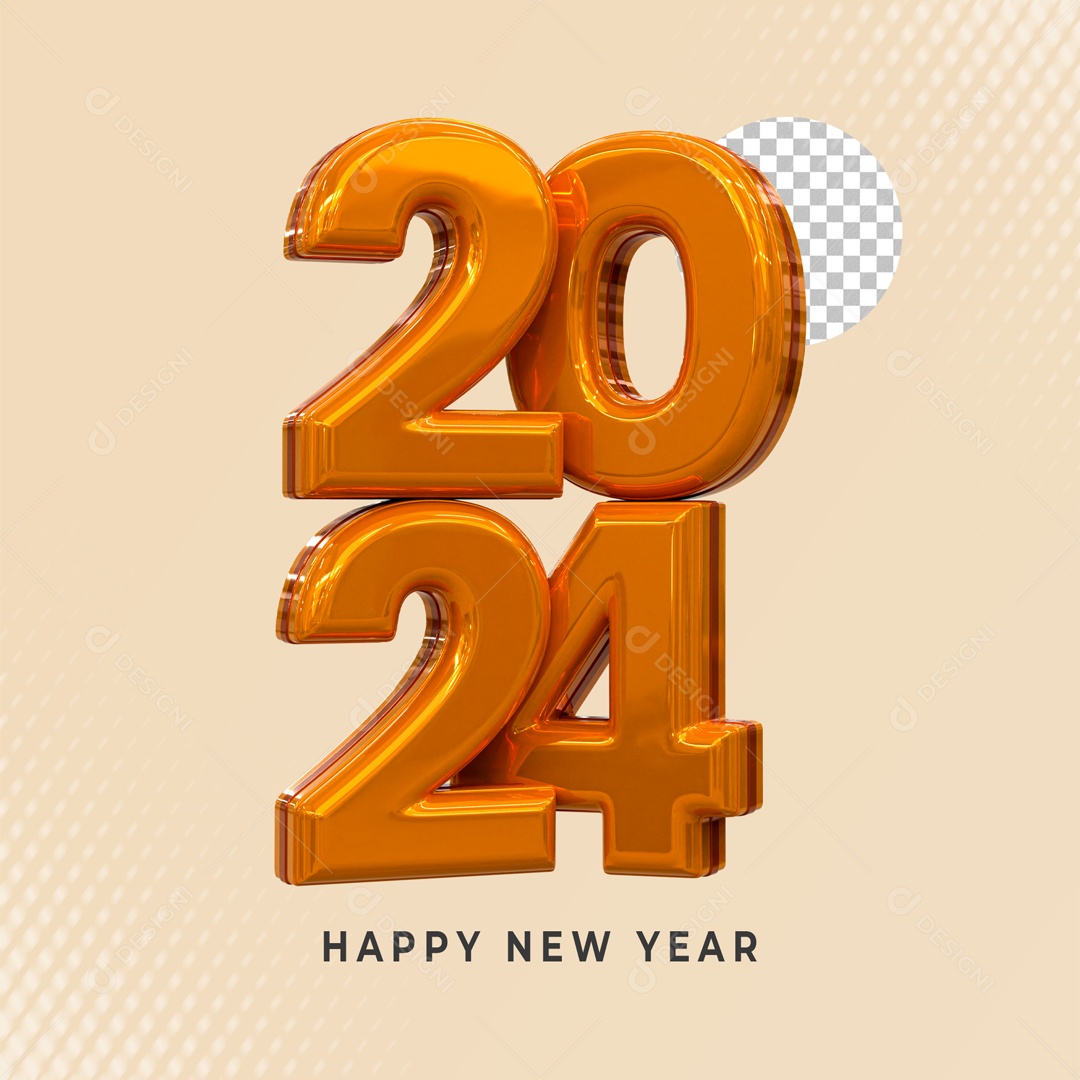 Número 3D 2024 Laranja Ano Novo Para Composição PSD