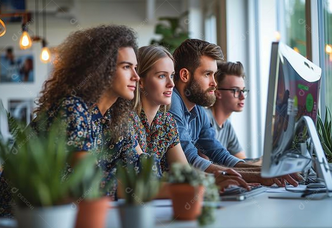 Empresários criativos em um escritório moderno