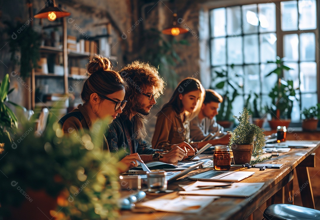 Empresários criativos em um escritório moderno