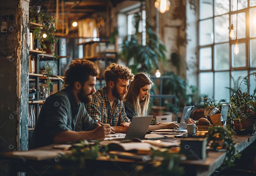 Empresários criativos em um escritório moderno