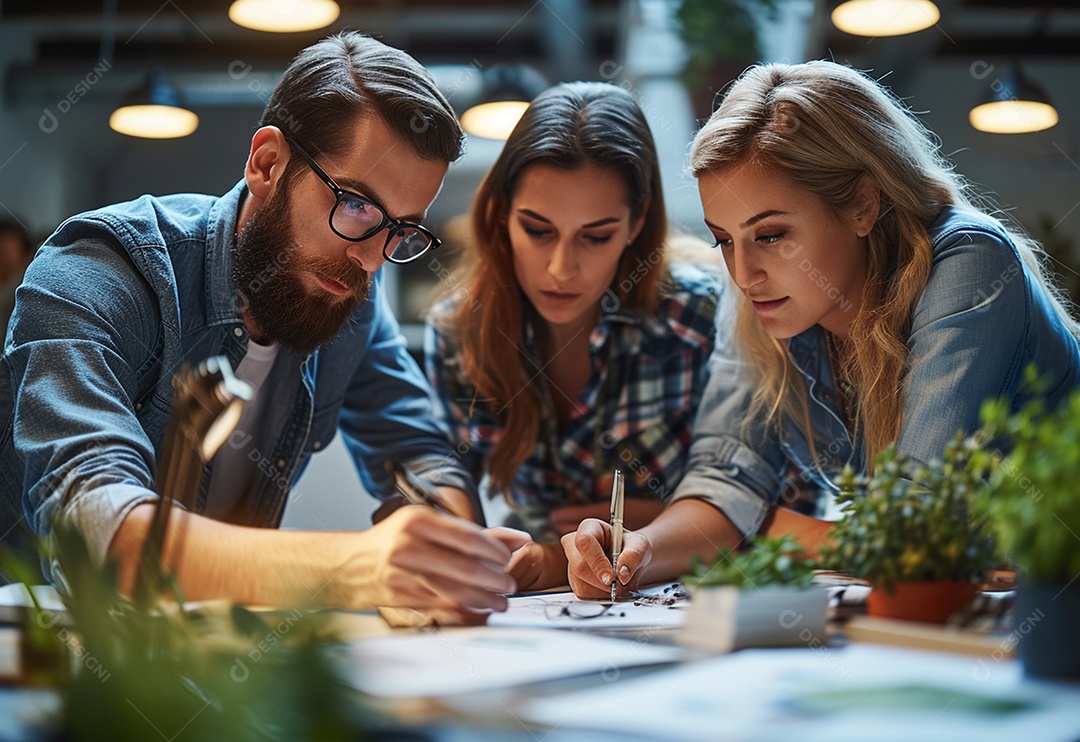 Empresários criativos em um escritório moderno