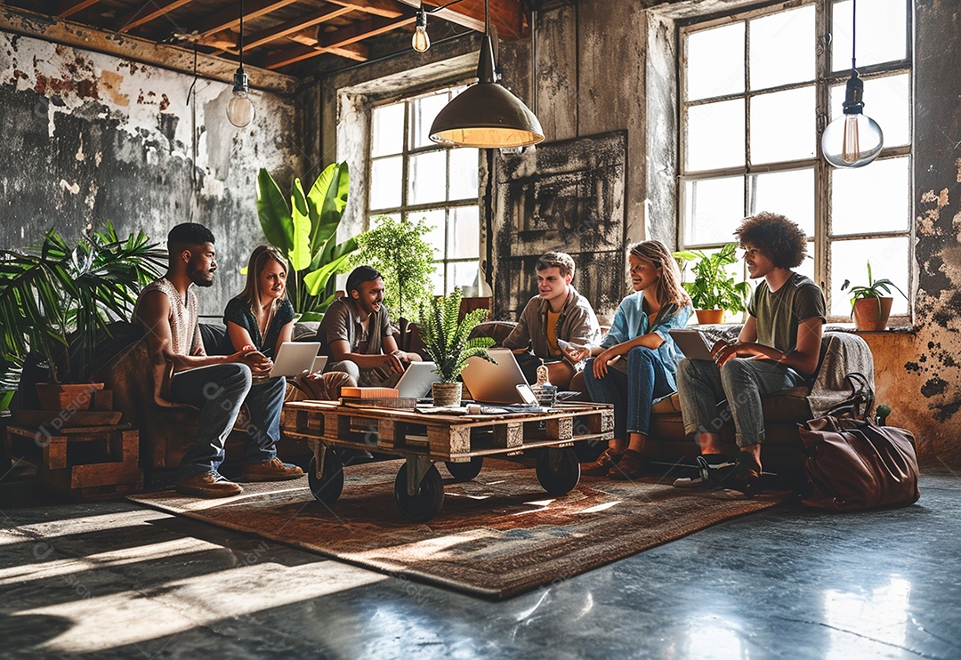 Empresários criativos em um escritório moderno