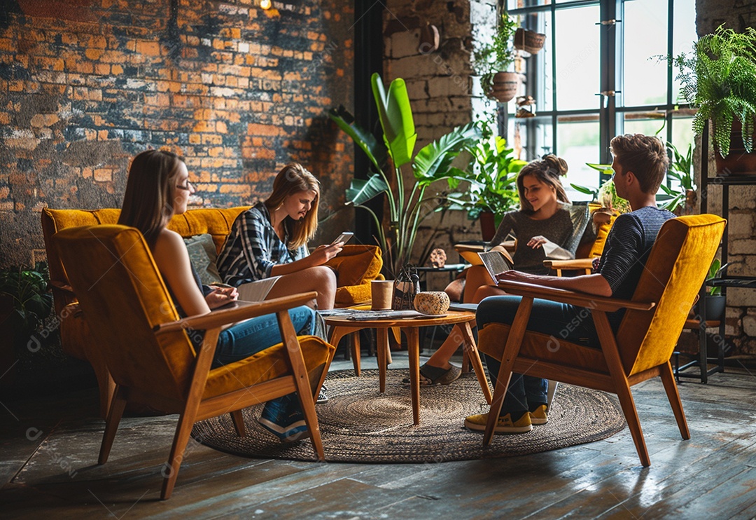 Empresários criativos em um escritório moderno