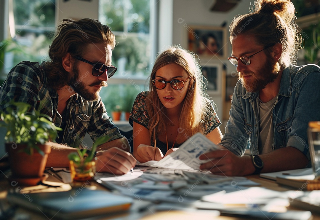 Empresários criativos em um escritório moderno
