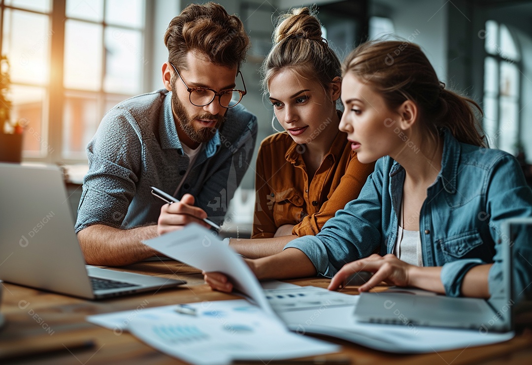 Empresários criativos em um escritório moderno