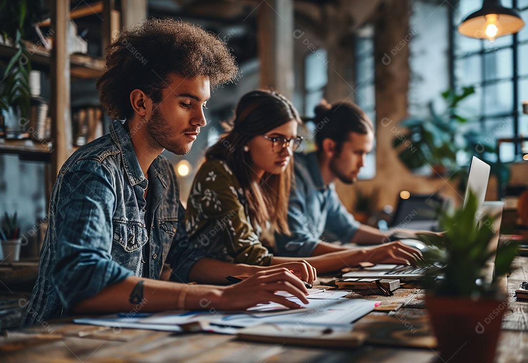 Empresários criativos em um escritório moderno