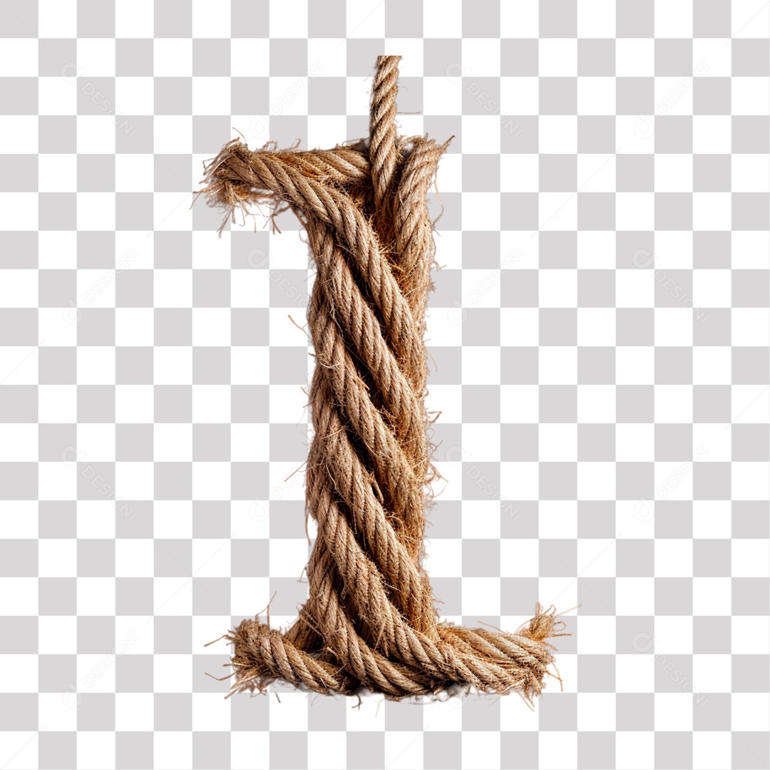 Letra L Maiúscula de Corda Elemento 3D para Composição PNG Transparente