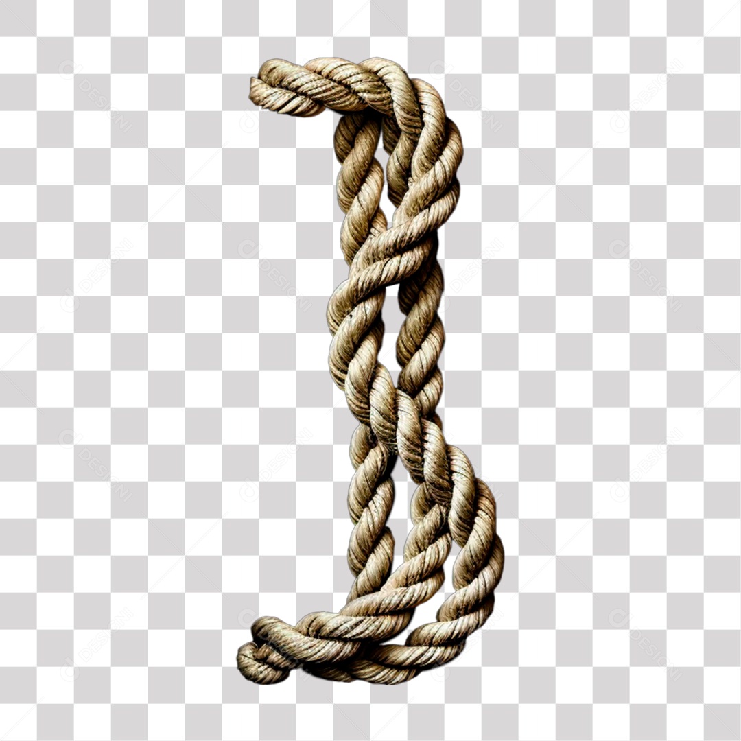 Letra B Maiúscula de Corda Elemento 3D para Composição PNG Transparente