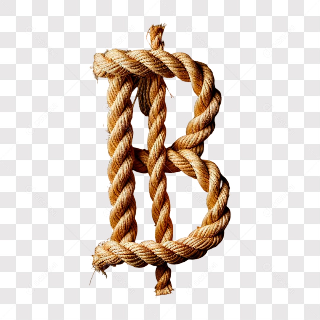 Letra B Maiúscula de Corda Elemento 3D para Composição PNG Transparente