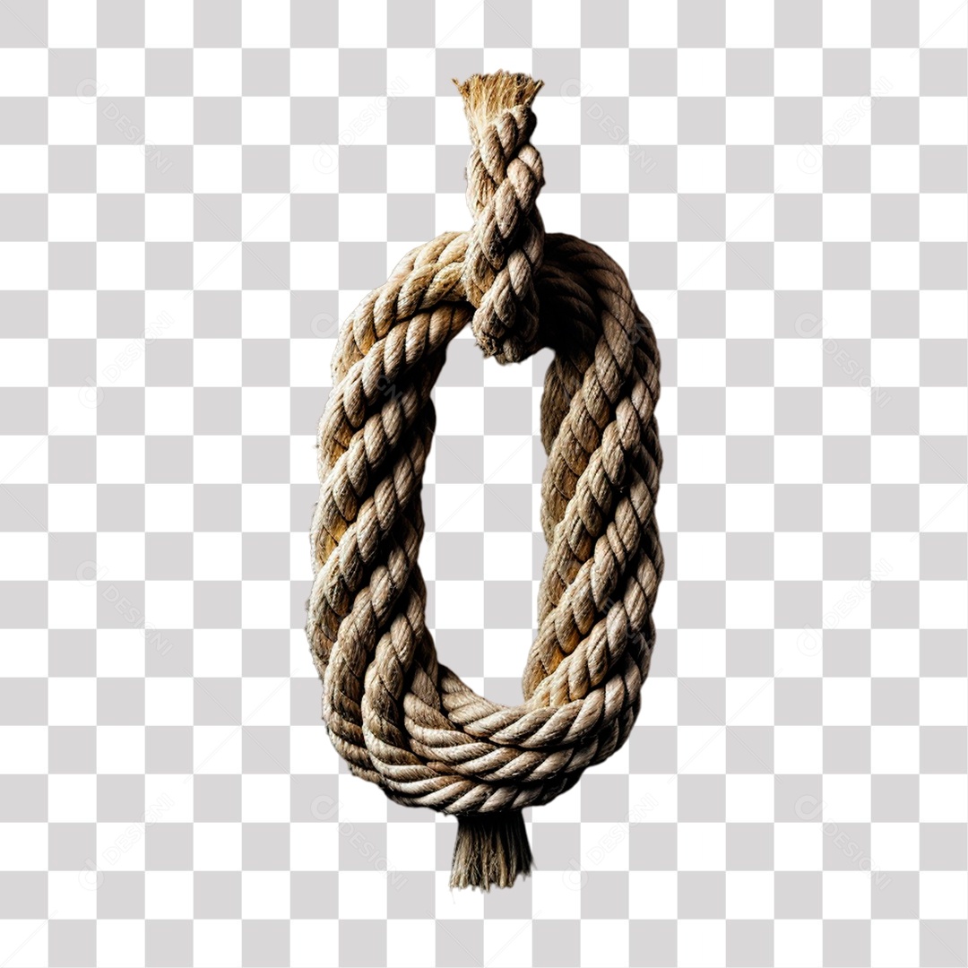 Letra O Maiúscula de Corda Elemento 3D para Composição PNG Transparente