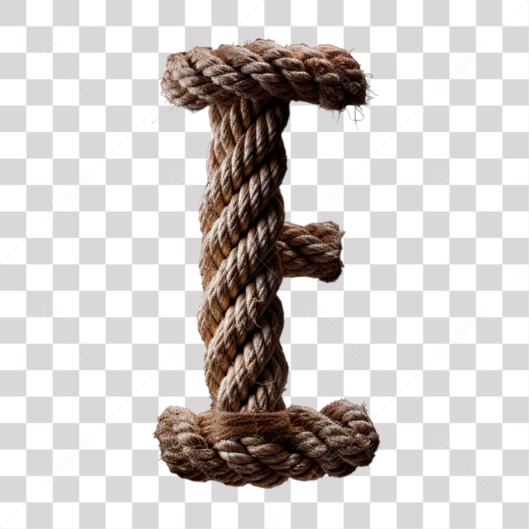 Letra E Maiúscula de Corda Elemento 3D para Composição PNG Transparente