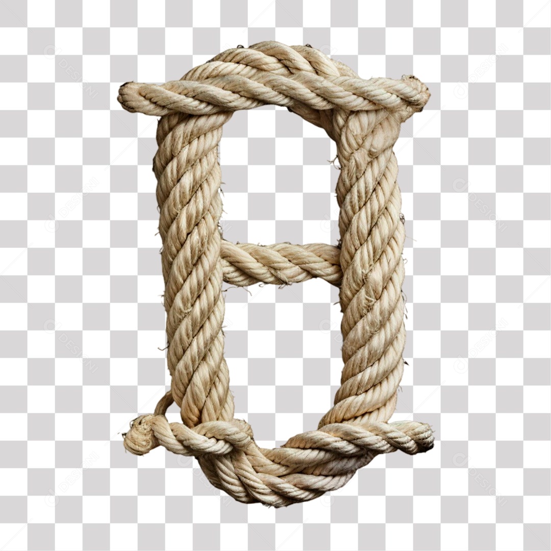 Letra O Maiúscula de Corda Elemento 3D para Composição PNG Transparente