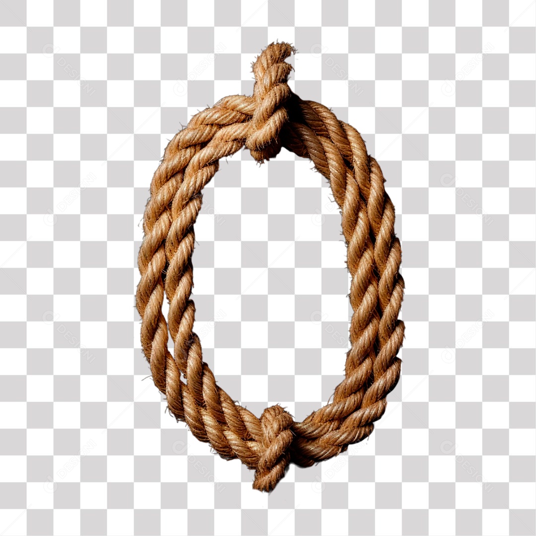 Letra Q Maiúscula de Corda Elemento 3D para Composição PNG Transparente