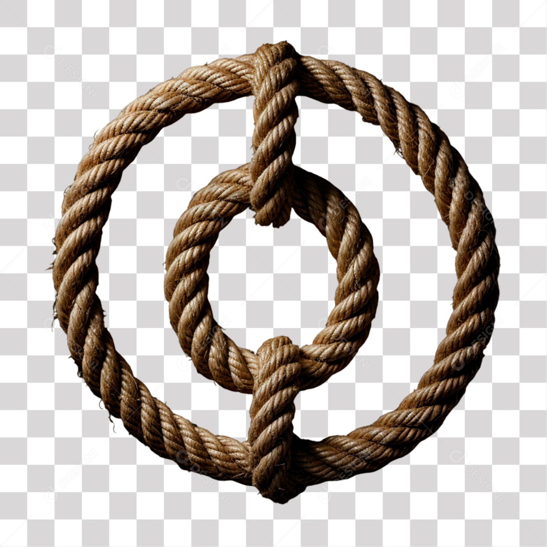 Letra O Maiúscula de Corda Elemento 3D para Composição PNG Transparente