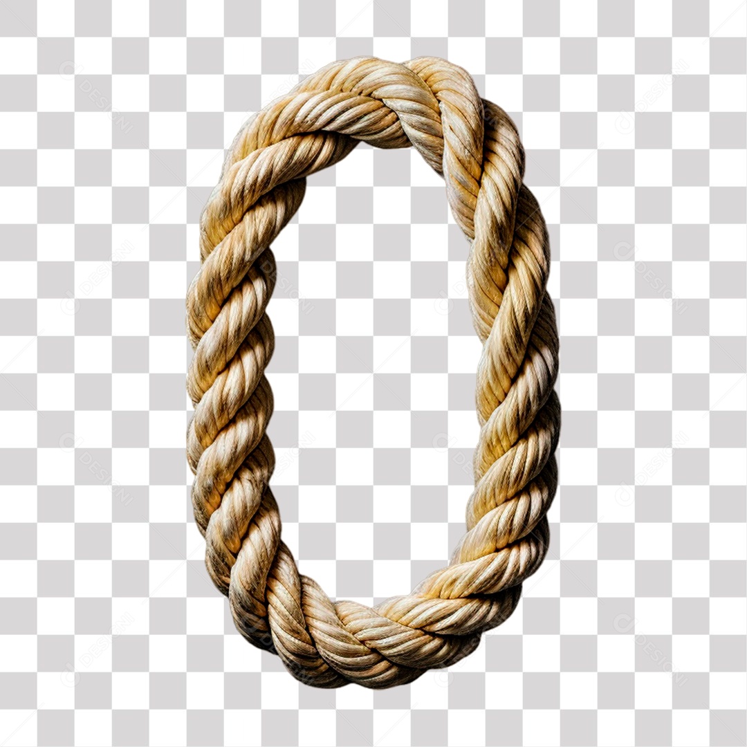 Letra O Maiúscula de Corda Elemento 3D para Composição PNG Transparente