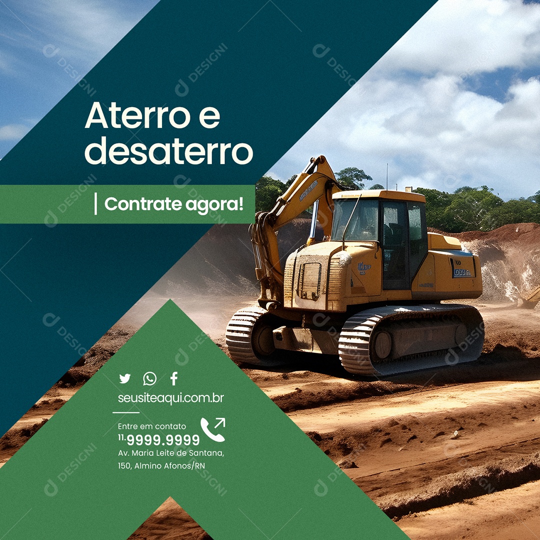 Terraplanagem Aterro e Desaterro Contrate Agora Social Media PSD Editável