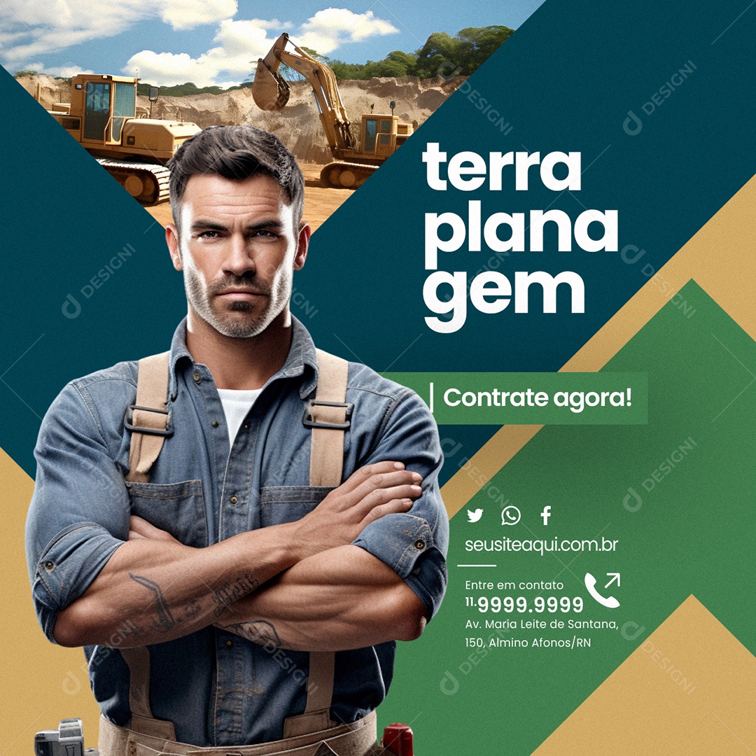 Terraplanagem Contrate Agora Social Media PSD Editável