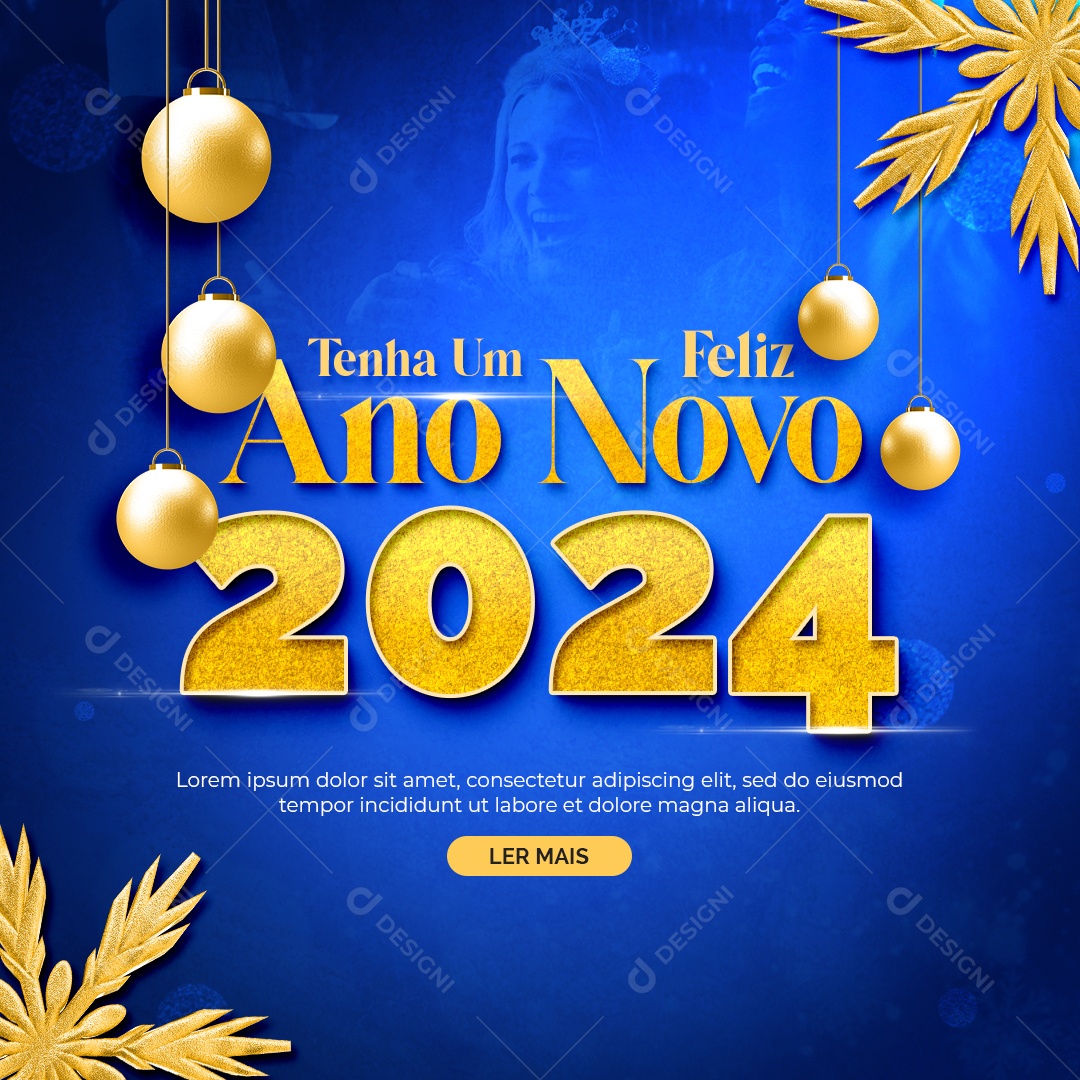 Tenha um Feliz Ano Novo 2024 Social Media PSD Editável