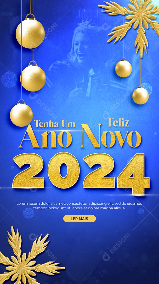 Story Tenha um Feliz Ano Novo 2024 Social Media PSD Editável