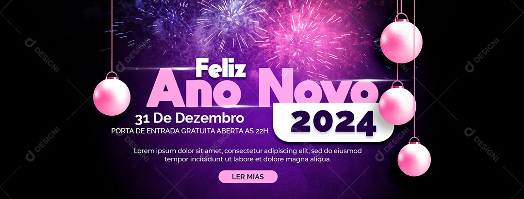 Carrossel Feliz Ano Novo 31 de Dezembro Porta de Entrada Gratuita Aberta as 22 Horas Social Media PSD Editável